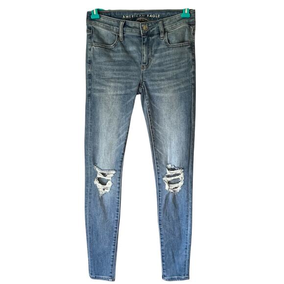 American Eagle Distressed Light Wash Jean Jegging Size 0 Regular - Picture 1 of 12